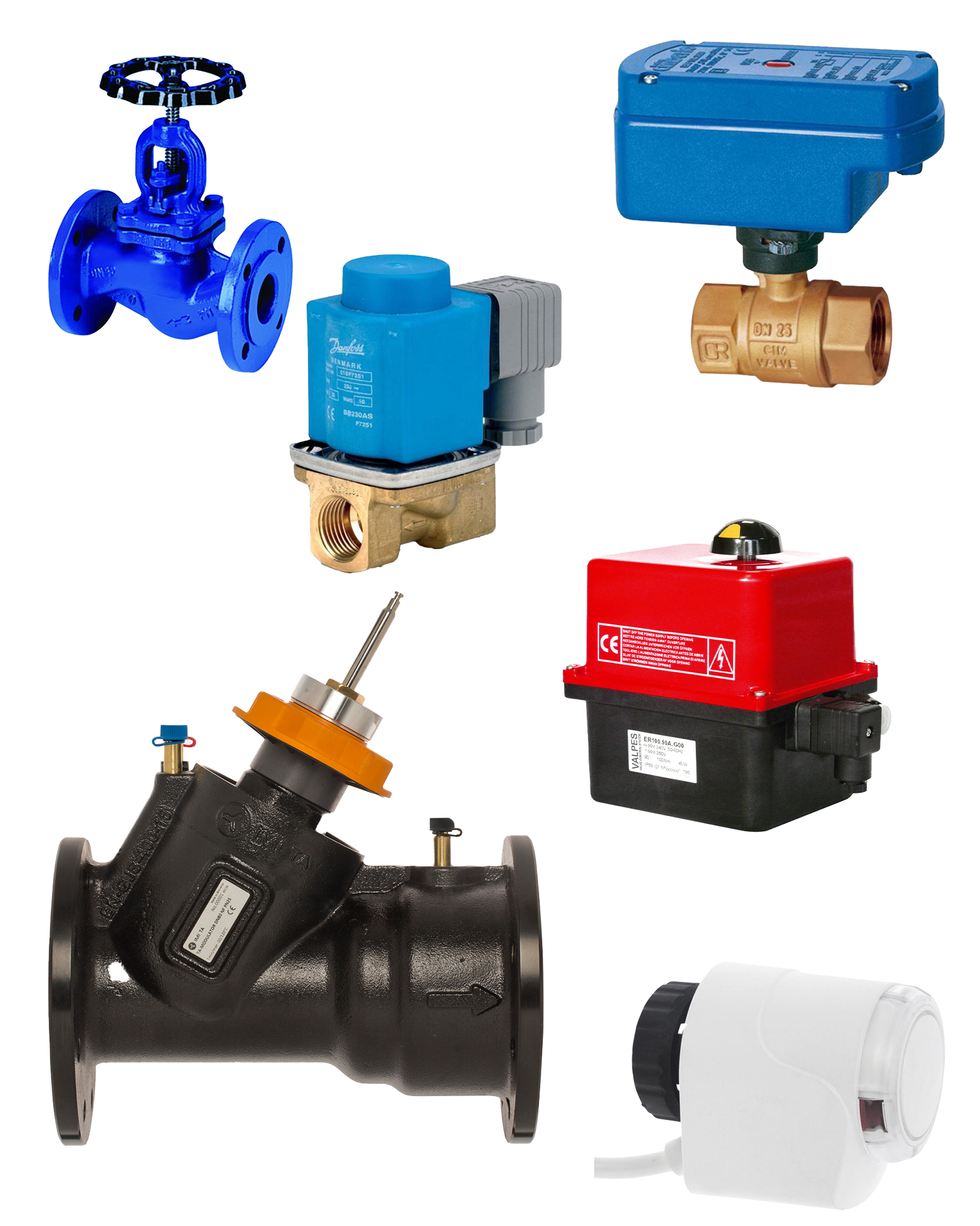 Bildecollage av ventiler